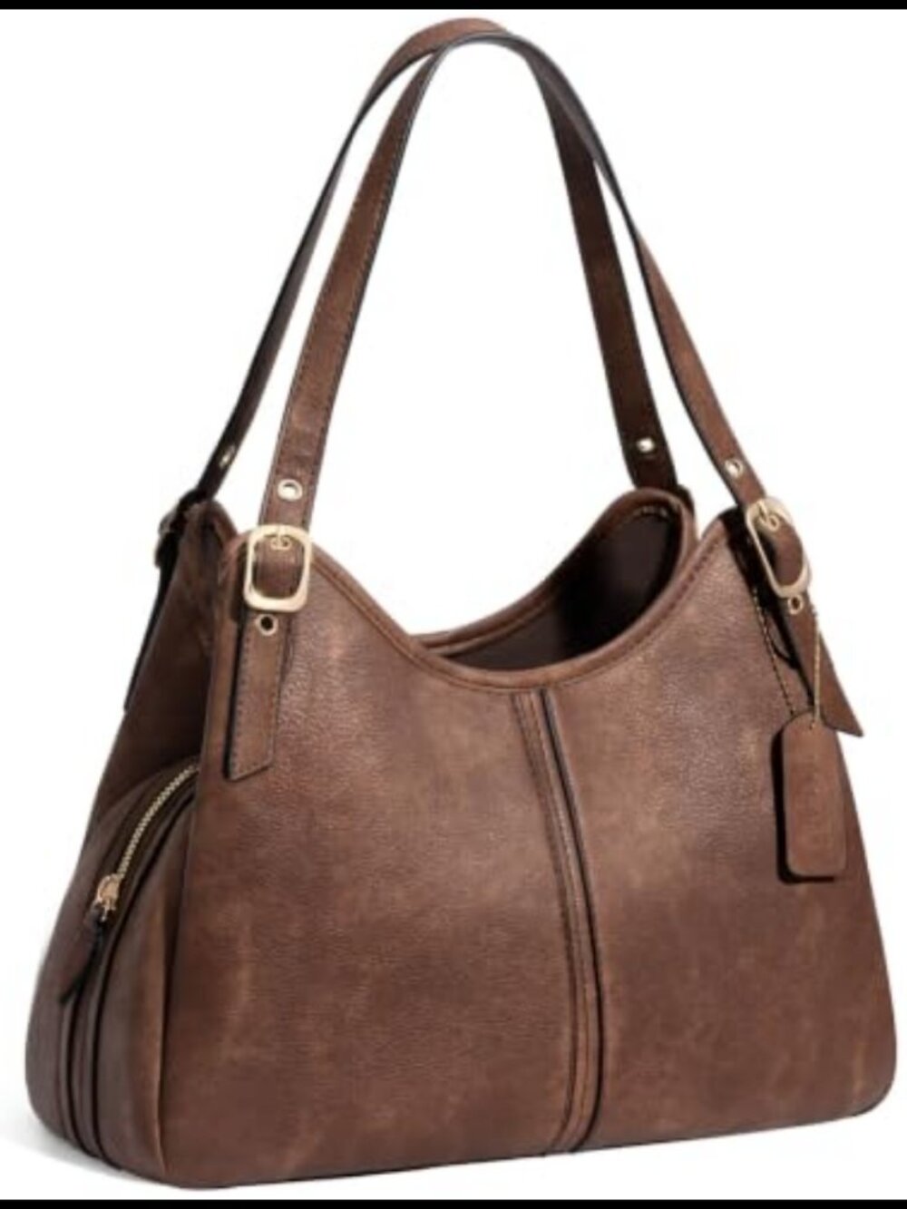 Soft PU Leather Hobo Shoulder Bag Slouchy Vintage Purse Adjustable Straps